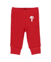 Newborn and Infant Boys Girls Gray, White, Red Philadelphia Phillies Three-Piece Turn Me Around Bodysuits Pants Set