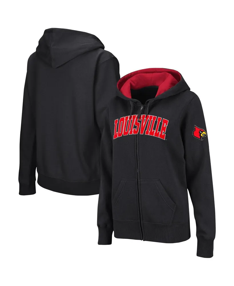 Women's Colosseum Black Louisville Cardinals Arched Name Full-Zip Hoodie