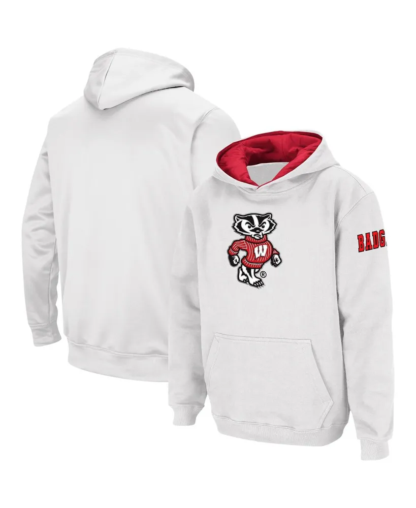 Big Boys Colosseum White Wisconsin Badgers Logo Pullover Hoodie