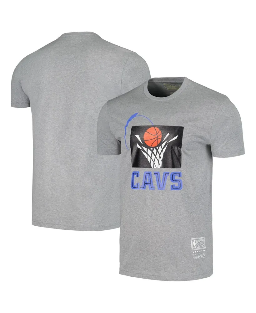 Men's and Women's Mitchell & Ness Gray Cleveland Cavaliers Hardwood Classics Mvp Throwback Logo T-shirt