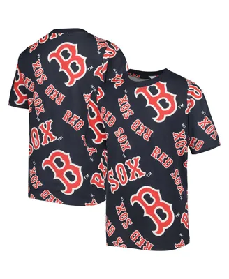 Big Boys Stitches Navy Boston Red Sox Allover Team T-shirt