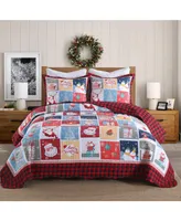 MarCielo 3 Pcs Festive Christmas Quilt Bedspread Set Holiday Bedding for Your Bedroom