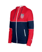 Women's 5th & Ocean by New Era Navy Uswnt Active Stretch Fleece Full-Zip Hoodie Jacket