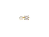 Princess Cut Cubic Zirconia + Pearl Toi et Moi Ring