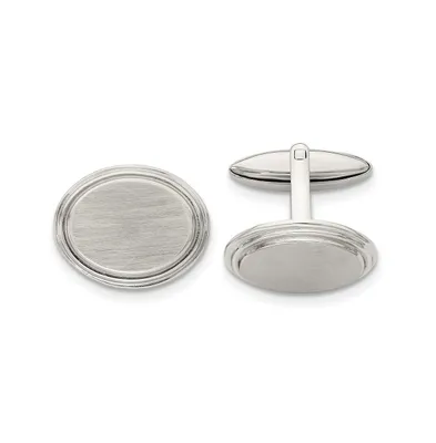 Chisel Stainless Steel Brushed and Polished Oval Cufflinks