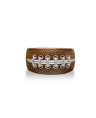 LuvMyJewelry Sterling Silver Hustle American Football Design Brown Rhodium Plated Band Men Ring