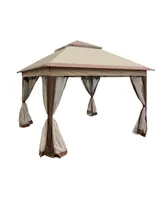 Outdoor 11X 11FT Pop Up Gazebo Canopy With Removable Zipper Netting, 2-Tier