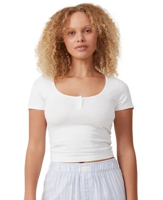 Cotton On Women's Peached Jersey Henley T-shirt