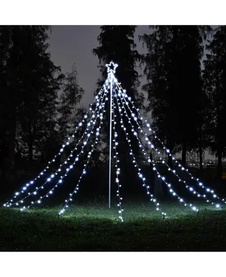 12 Ft Waterfall Cone Tree Light with 362 Led Star 9 Strings Christmas Cold White