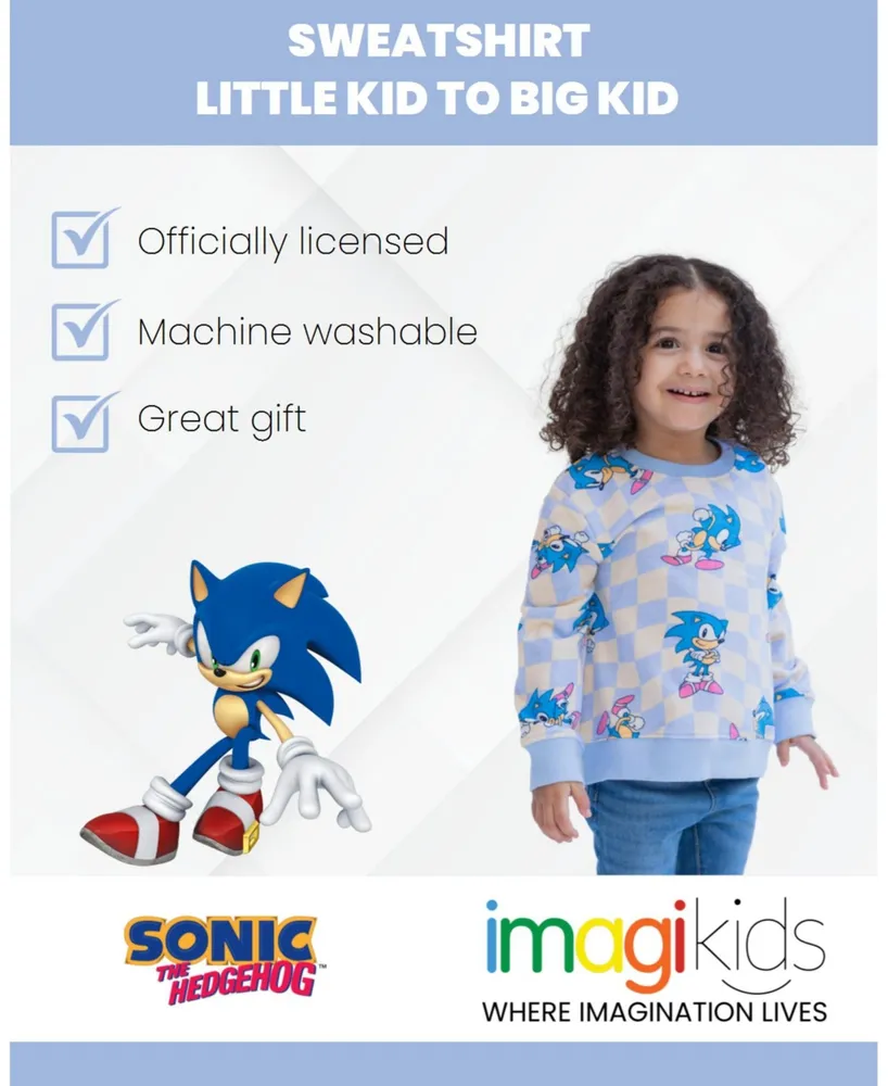 Sega Sonic the Hedgehog Girls French Terry Sweatshirt Little Kid to Big Kid