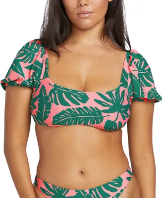 Volcom Juniors' Leaf Ur Life Square-Neck Crop Bikini Top