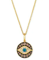 Le Vian Chocolate Diamond, Nude Diamond, & Blueberry Diamond Evil Eye Adjustable 20" Pendant Necklace (3/8 ct. t.w.) in 14k Gold