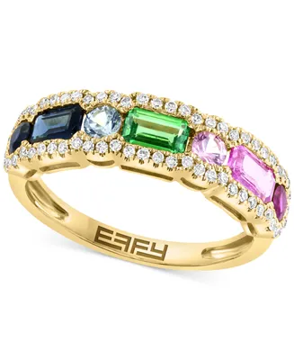 Effy Multi-Gemstone (1-1/2 ct. t.w.) & Diamond (1/4 ct. t.w.) Ring in 14k Gold - Multi
