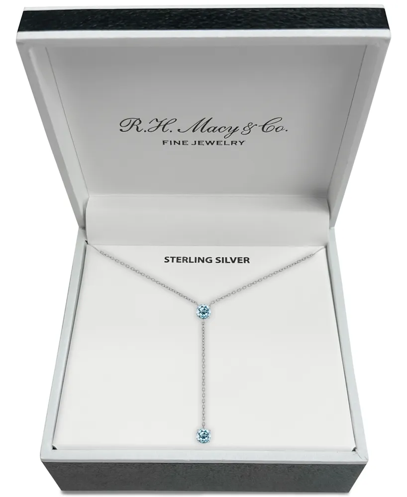 Blue Topaz 18" Lariat Necklace (1-1/10 ct. t.w.) in Sterling Silver