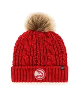 Women's '47 Brand Red Atlanta Hawks Meeko Cuffed Knit Hat with Pom