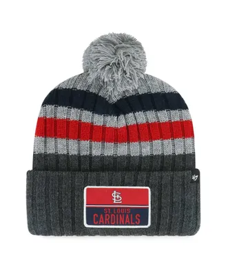 Men's '47 Brand Gray St. Louis Cardinals Stack Cuffed Knit Hat with Pom