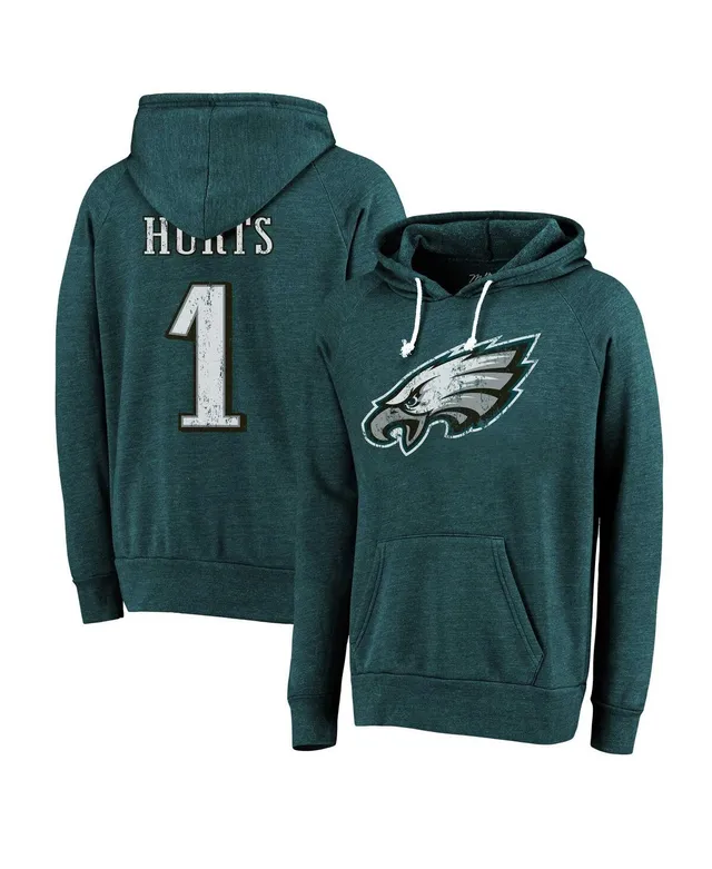 Men's Majestic Threads Kelly Green Philadelphia Eagles Throwback Raglan  Tri-Blend Pullover Hoodie