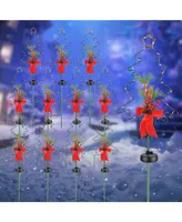 Solar Red Berries Tree Stake Lights Xmas Solar Pathway Light Garden Yard 12Pcs