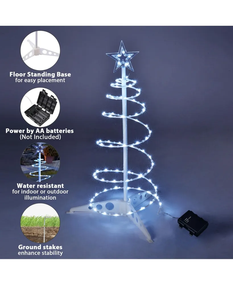 2 Ft Lighted Spiral Christmas Tree Light Cool White 79 Led Outdoor Yard Decor