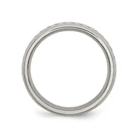 Chisel Stainless Steel Polished Carbon Fiber Inlay 6mm Band Ring