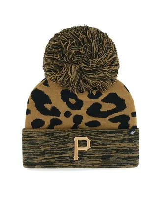 Women's '47 Brand Pittsburgh Pirates Leopard Rosette Cuffed Knit Hat with Pom
