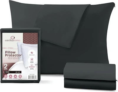 Circles Home 100% Cotton King Pillow Protector with Zipper