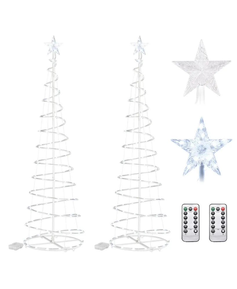 6Ft 182 Led Spiral Christmas Tree Light Star Topper Cool White Decor Lamp 2 Pack