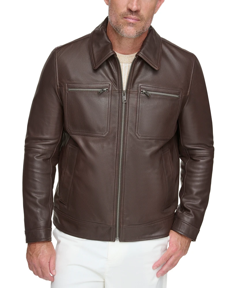 Marc New York Men's Halen Pebbled Leather Trucker Jacket