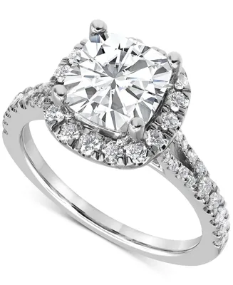 Badgley Mischka Certified Lab Grown Diamond Cushion Halo Engagement Ring (3 ct. t.w.) in 14k Gold