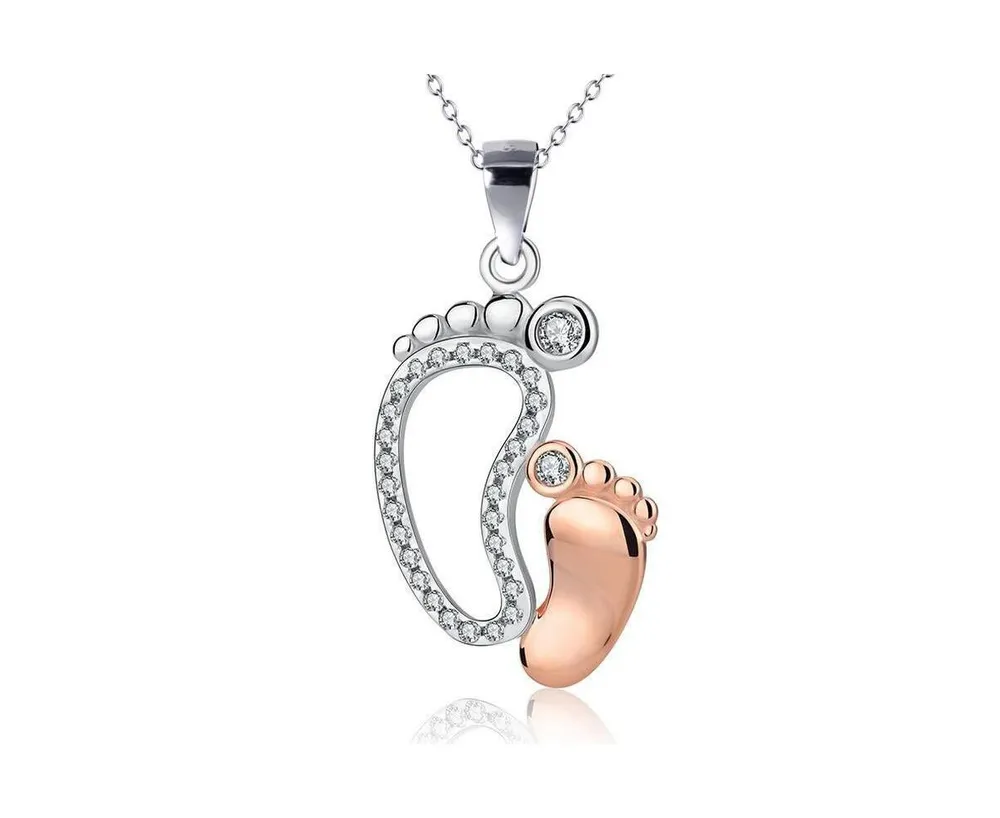 Baby Feet Necklace for Women with Cubic Zirconia