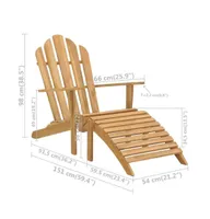 Adirondack Chair with Footrest Solid Teak Wood