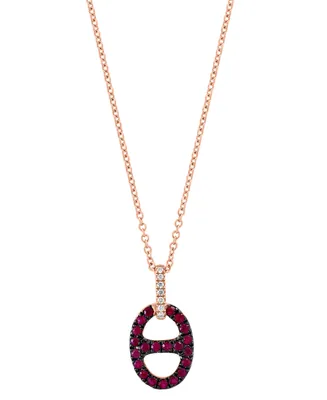 Effy Ruby (1/3 ct. t.w.) & Diamond Accent 18" Pendant Necklace in 14k Rose Gold