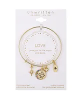 Unwritten Cubic Zirconia Star and Heart Multi Stone Moon Bangle Bracelet