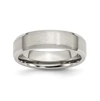 Chisel Stainless Steel Brushed Polished 6mm Flat Edge Band Ring