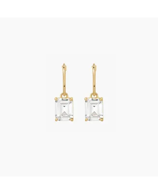 Bearfruit Jewelry Sterling Silver 18k Gold Plated Sparkle Dangling Pendant Hoop Earrings