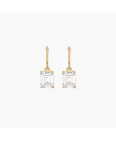 Bearfruit Jewelry Sterling Silver 18k Gold Plated Sparkle Dangling Pendant Hoop Earrings