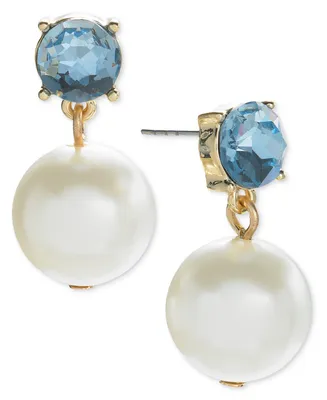 On 34th Color Crystal & Imitation Pearl Drop Earrings, Created for Macy's