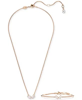 Swarovski Rose Gold-Tone Mesmera Mixed Cuts Bangle Bracelet & Pendant Necklace Set, 15" + 2-3/4" extender