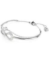 Swarovski Rhodium-Plated Baguette Crystal Infinity Double-Row Bangle Bracelet