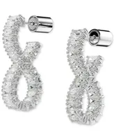 Swarovski Rhodium-Plated Baguette Crystal Infinity Drop Earrings