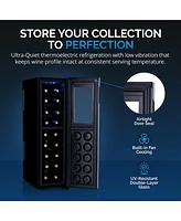 Newair Shadow-t Series Wine Cooler Refrigerator 18 Bottle Dual Temperature Zones, Freestanding Mirrored Wine Fridge with Double-Layer Tempered Glass D