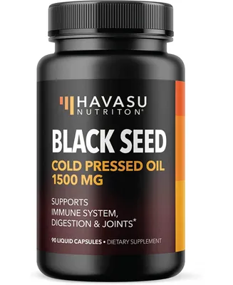 Havasu Nutrition Black Seed Oil Nigella Sativa Capsules, Cold Pressed Organic Black Cumin Seed Oil for Hair Skin and Metabolism Support, Havasu, 90ct