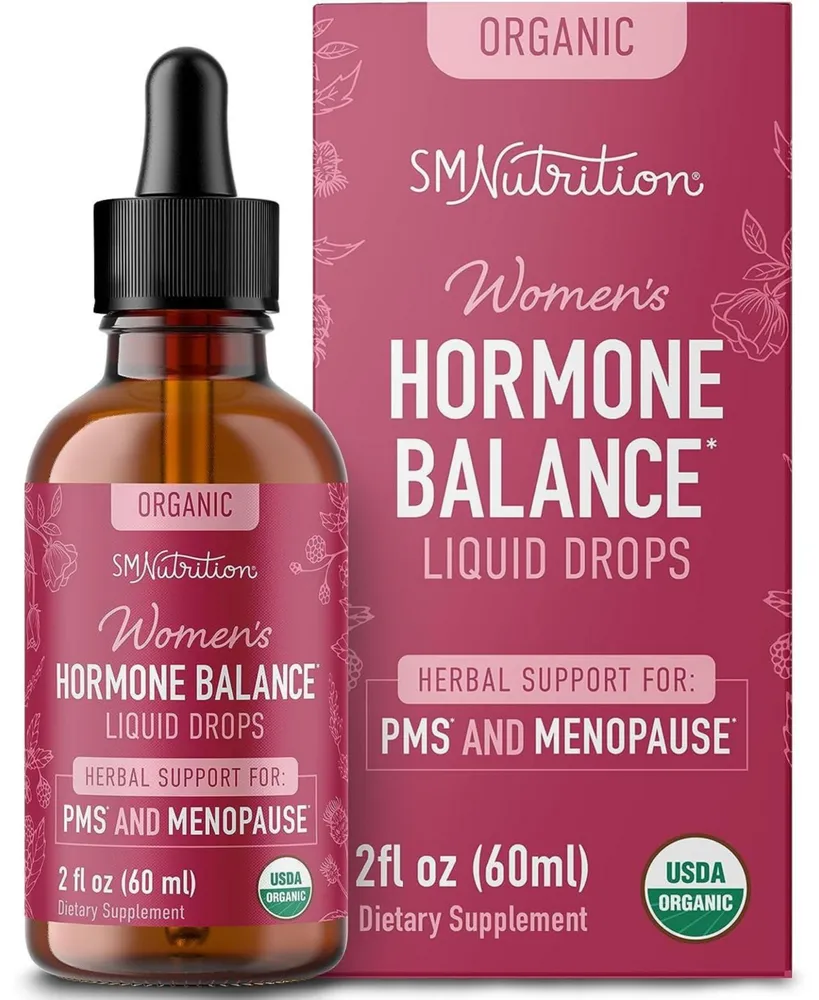 SMNutrition Hormone Balance Liquid Drops | with Stinging Nettle, Black Cohosh, Red Raspberry Leaf, Chasteberry & More | Menopause, Hot Flash, & Pms Re