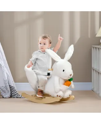 Qaba Baby Rocking Horse, Bunny Rabbit Themed Plush Animal Rocker