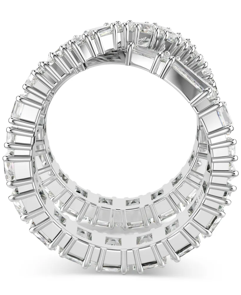 Swarovski Rhodium-Plated Square Crystal Infinity Ring