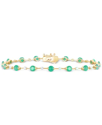 Emerald (2-1/8 ct. t.w.) & Diamond (1/2 Bracelet 14k Gold (Also Ruby Sapphire)