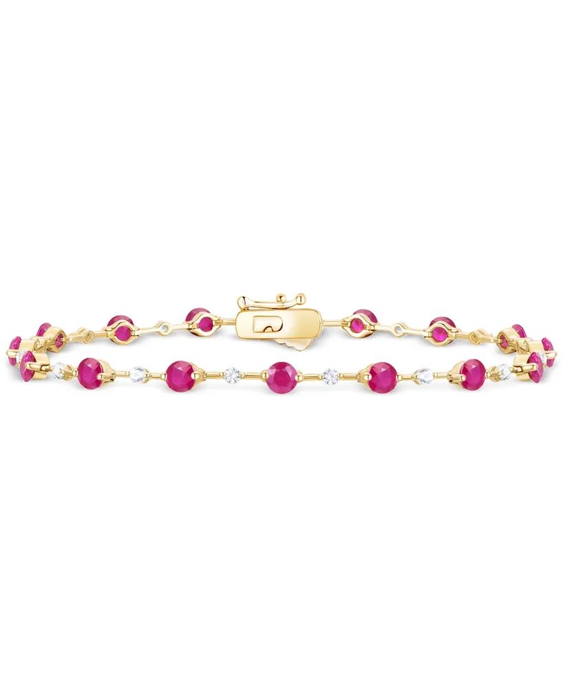 Emerald (2-1/8 ct. t.w.) & Diamond (1/2 Bracelet 14k Gold (Also Ruby Sapphire)