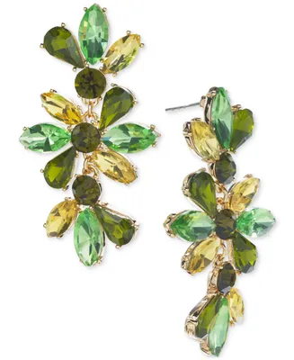 I.n.c. International Concepts Gold-Tone Multi-Stone Flower Drop Earrings, Created for Macy's