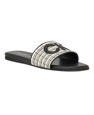 Calvin Klein Women's Yides Slip-On Square Toe Flat Sandals