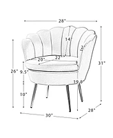 Modern Velvet Barrel Chair with Channel Tufted Back